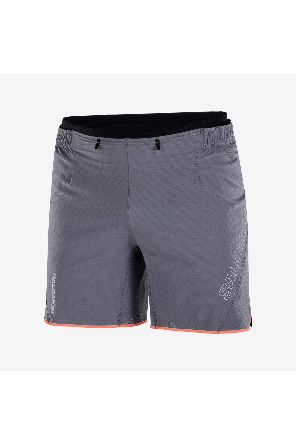 شورت ورزشی سالومون مردانه پارچه خاکستری راسته Regular/رگولار دامن کوتاه اسپرت | Salomon LC2433300 BD — تصویر ۳