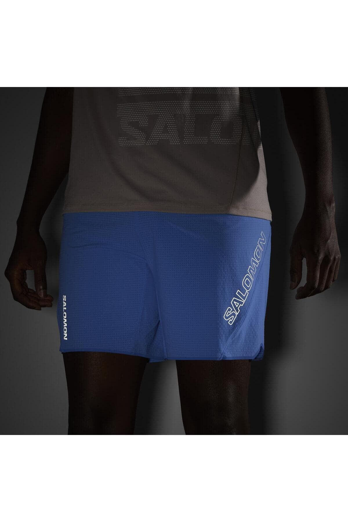 شورت ورزشی سالومون مردانه پارچه آبی راسته Regular/رگولار Relaxed/ریلکس اسپرت | Salomon LC2433500 BD — تصویر ۴