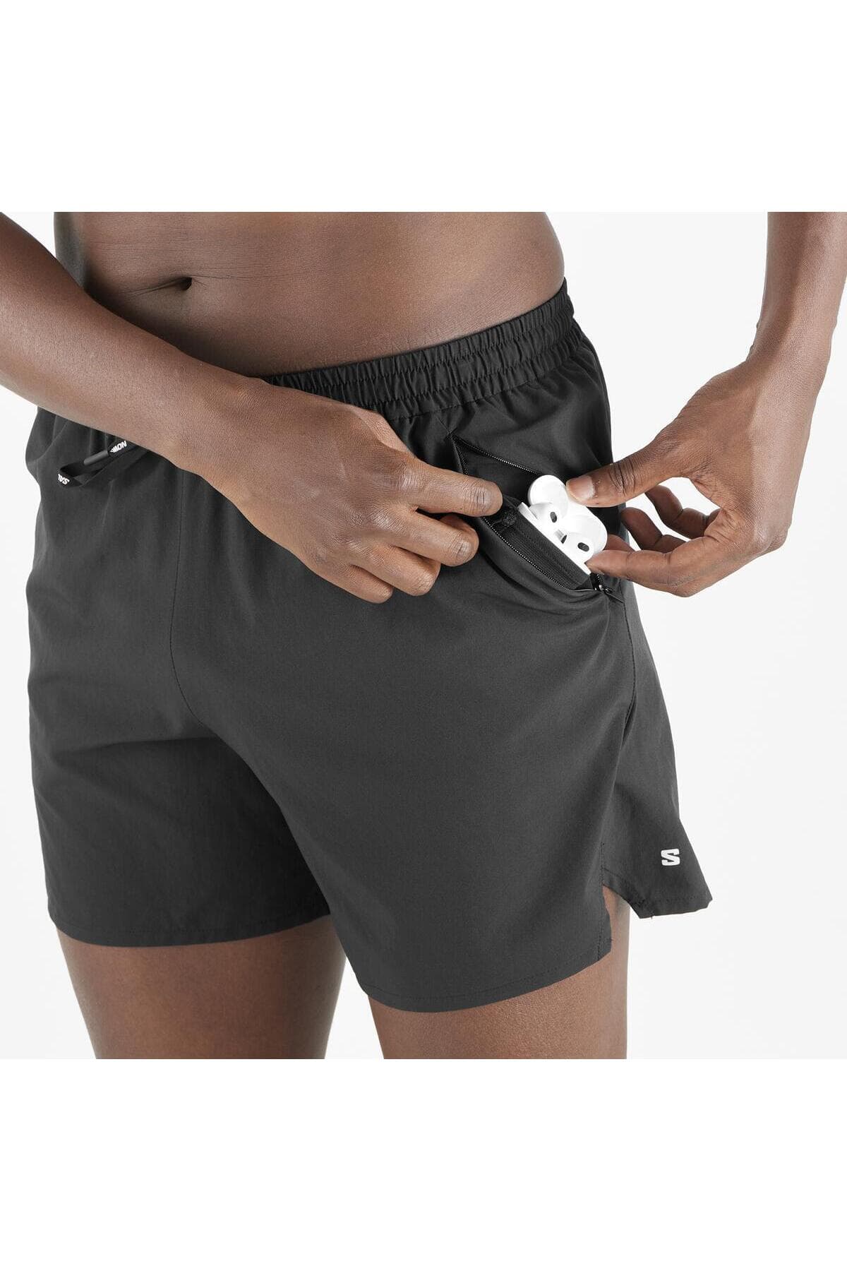 شورت ورزشی سالومون مردانه پلی استر مشکی راسته Regular/رگولار Relaxed/ریلکس اسپرت | Salomon LC2450400 BD — تصویر ۵