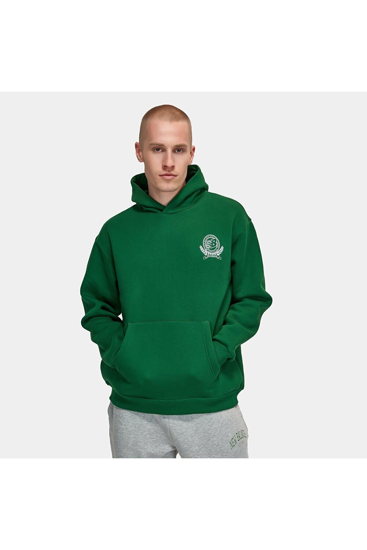سویشرت نیو بالانس مردانه پنبه ای سبز اسپرت طرح دار Regular/رگولار Relaxed/ریلکس اسپرت | New Balance MNH3397-GRN TR