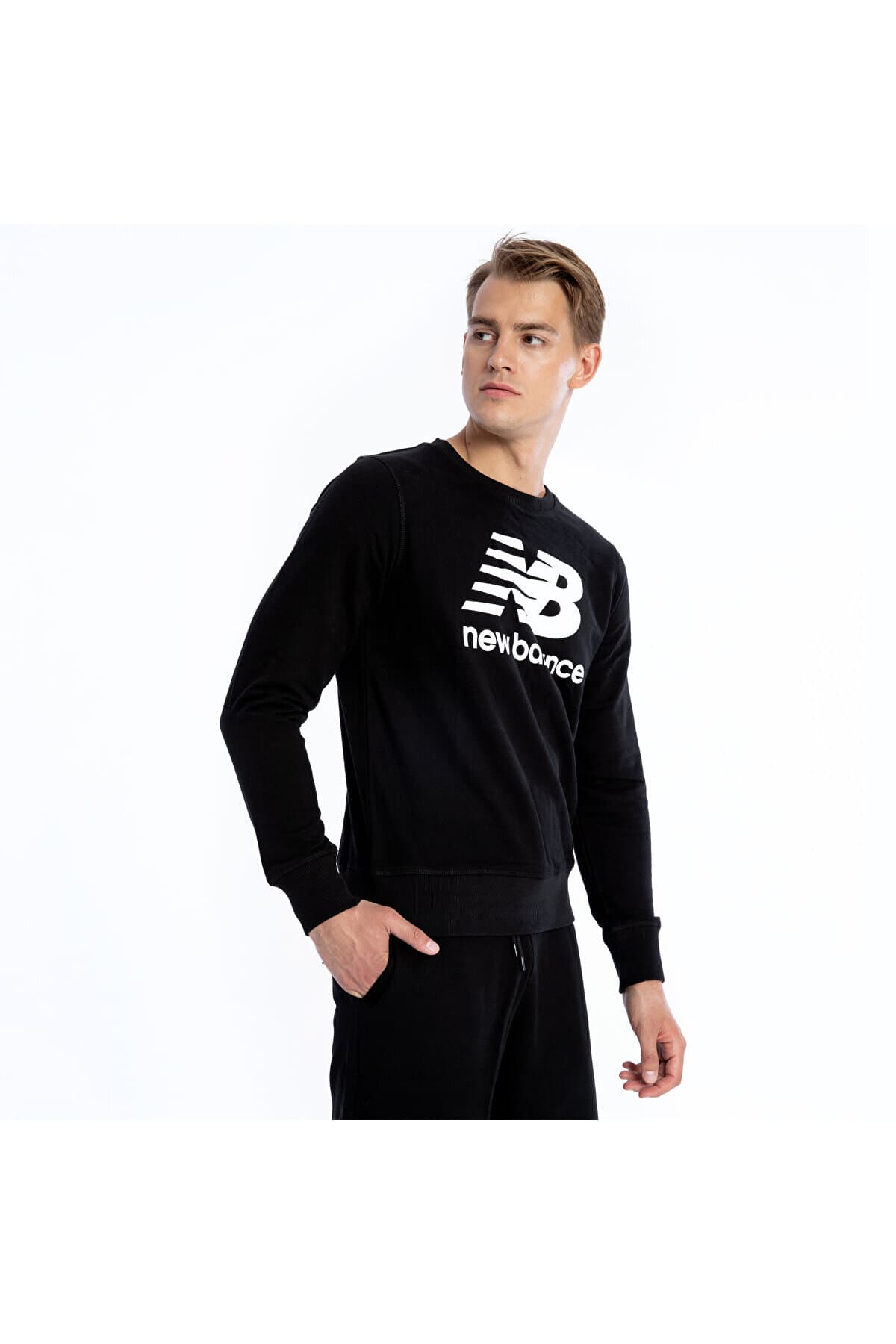 سویشرت نیو بالانس مردانه پنبه ای مشکی اسپرت راسته Regular/رگولار Regular/رگولار Daily/روزانه | New Balance MNC1105-BK TR — تصویر ۲