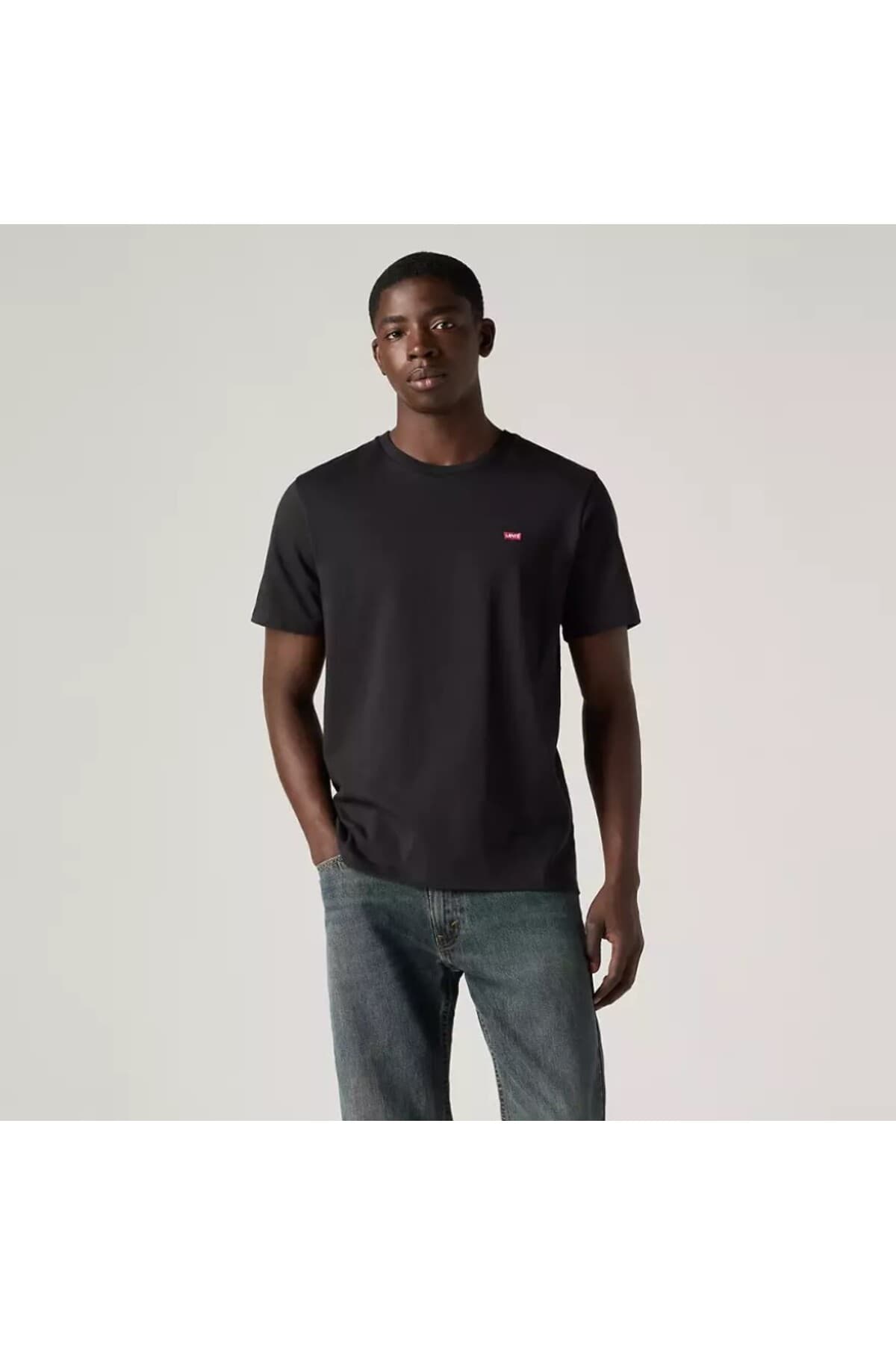 تی شرت ورزشی لیوایز مردانه 100% پنبه مشکی Menswear راسته Relaxed/ریلکس بیسیک کژوال/روزمره | Levi’s 568090205 PK