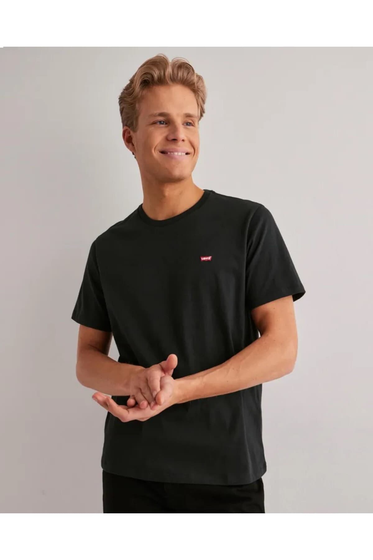 تی شرت ورزشی لیوایز مردانه 100% پنبه مشکی Menswear راسته Relaxed/ریلکس بیسیک کژوال/روزمره | Levi’s 568090205 PK — تصویر ۴