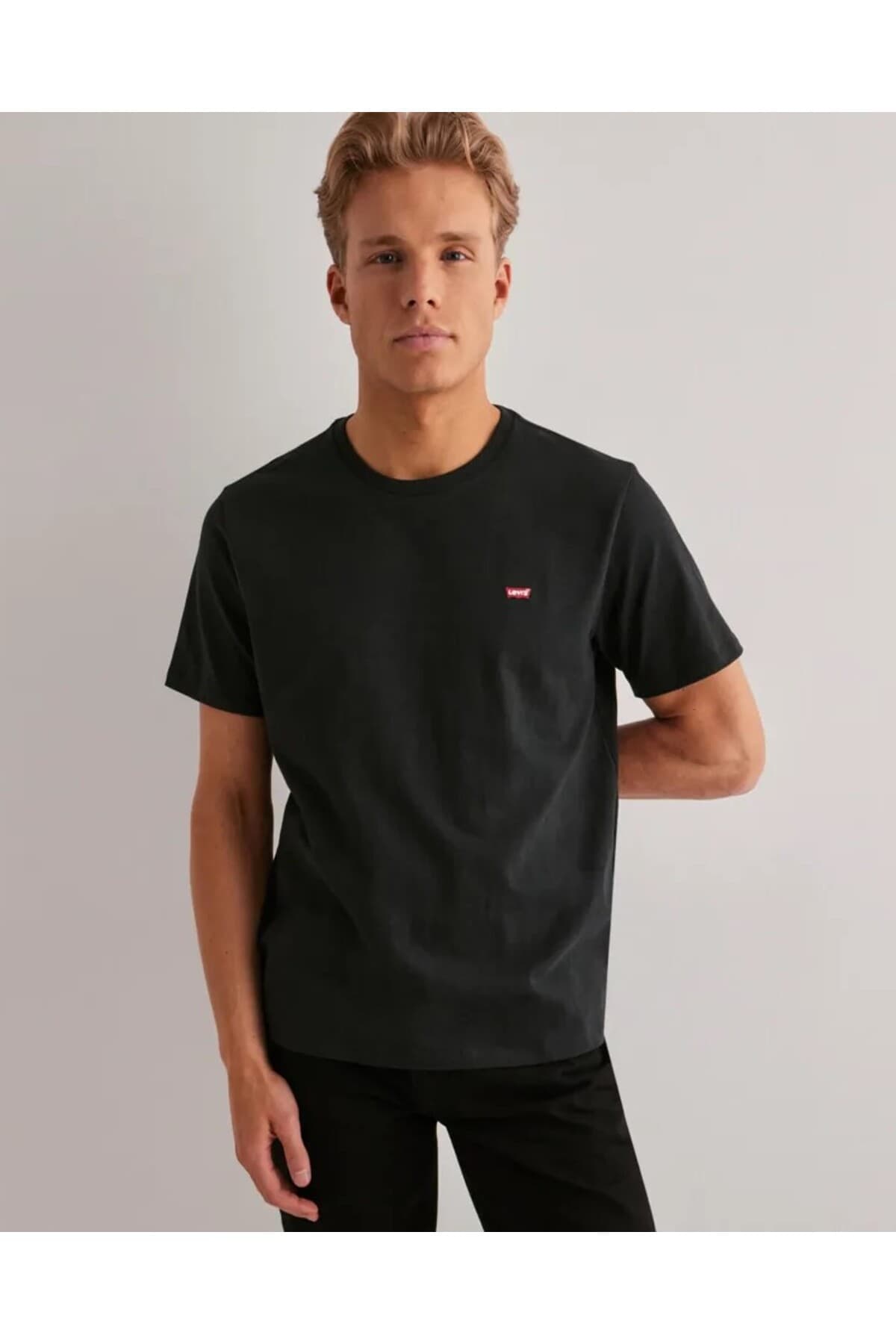 تی شرت ورزشی لیوایز مردانه 100% پنبه مشکی Menswear راسته Relaxed/ریلکس بیسیک کژوال/روزمره | Levi’s 568090205 PK — تصویر ۵