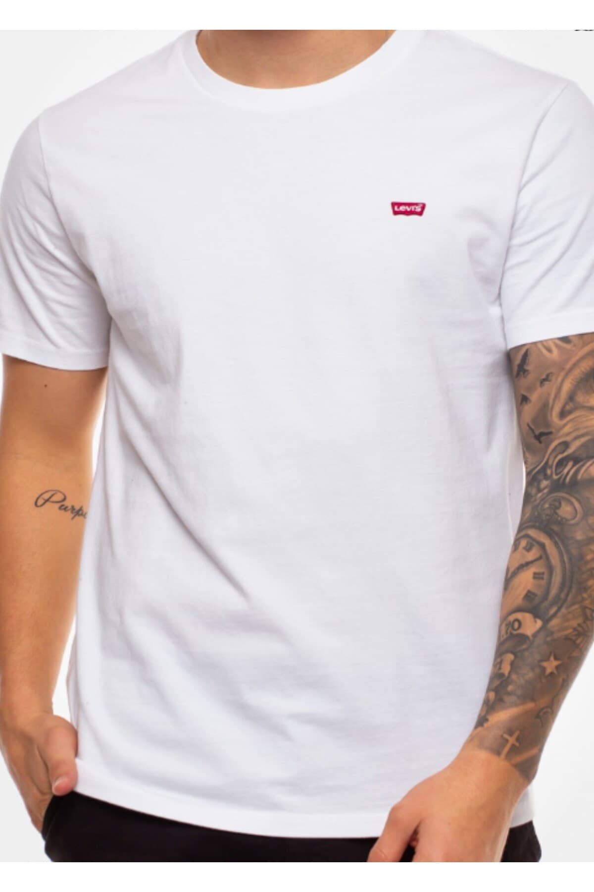 تی شرت لیوایز مردانه 100% پنبه سفید Menswear راسته Regular/رگولار بیسیک Daily/روزانه | Levi’s 0056605-00 TR — تصویر ۵