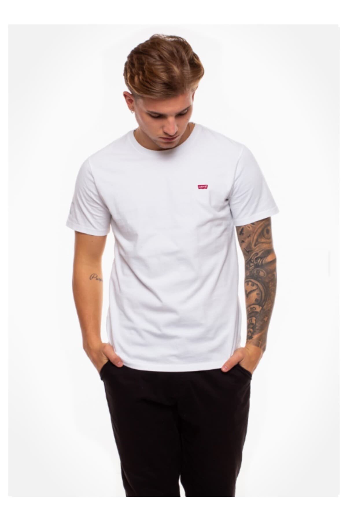 تی شرت لیوایز مردانه 100% پنبه سفید Menswear راسته Regular/رگولار بیسیک Daily/روزانه | Levi’s 0056605-00 TR — تصویر ۳