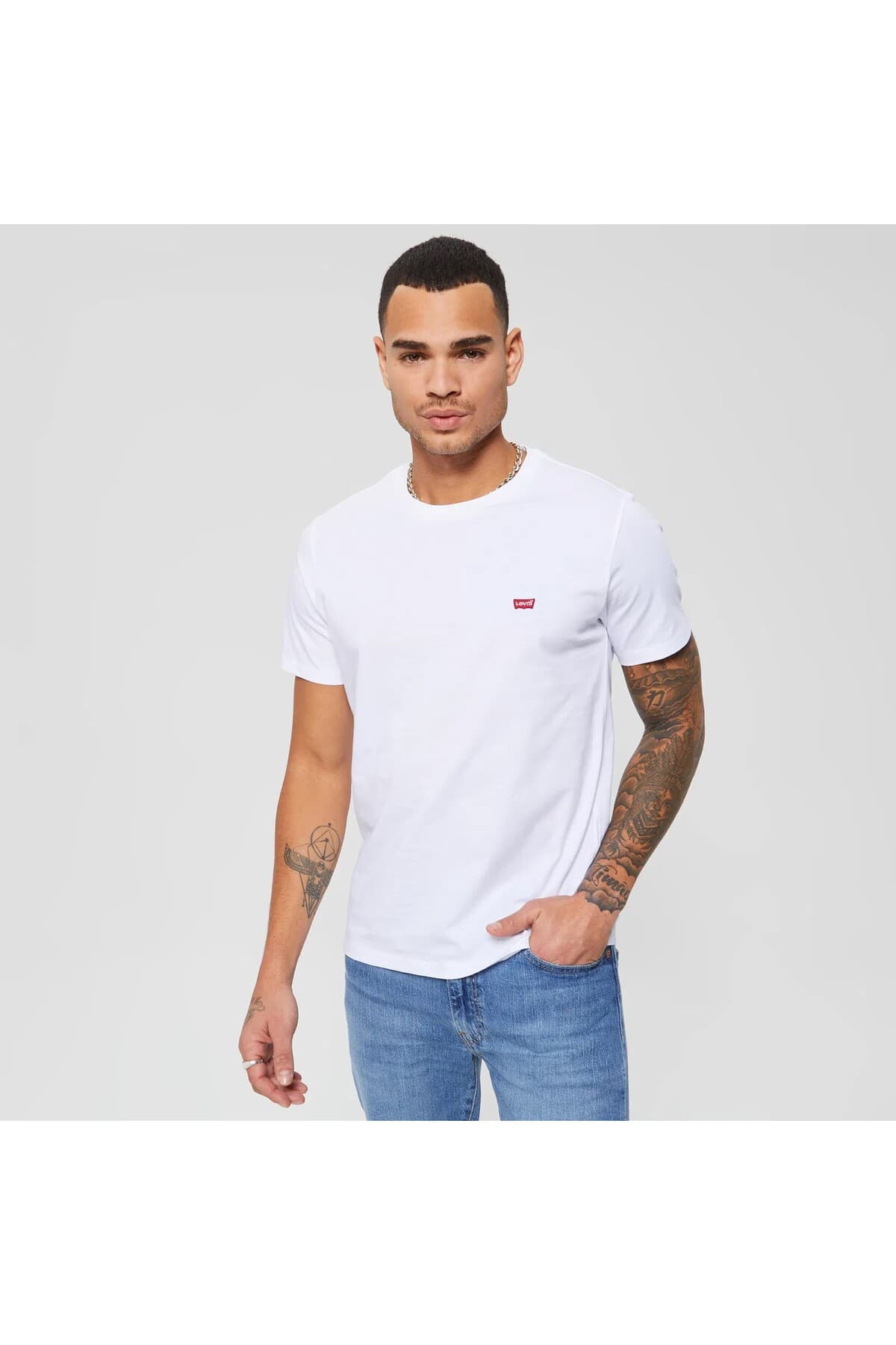 تی شرت لیوایز مردانه 100% پنبه سفید Menswear راسته Regular/رگولار بیسیک Daily/روزانه | Levi’s 0056605-00 TR — تصویر ۷