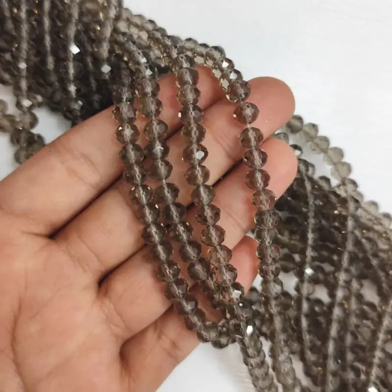 کریستال بندی دودی قهوه ای سایز 6 میل (مهره کریستال تراش‌دار) — تصویر ۲