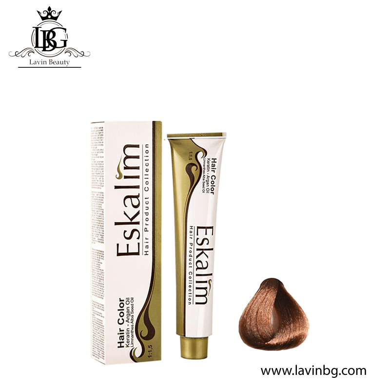 رنگ مو اسکالیم سری فندقی شماره 6/42 رنگ بلوند فندقی تیره با پوشش بالا حجم 100 میل – ESKALIM