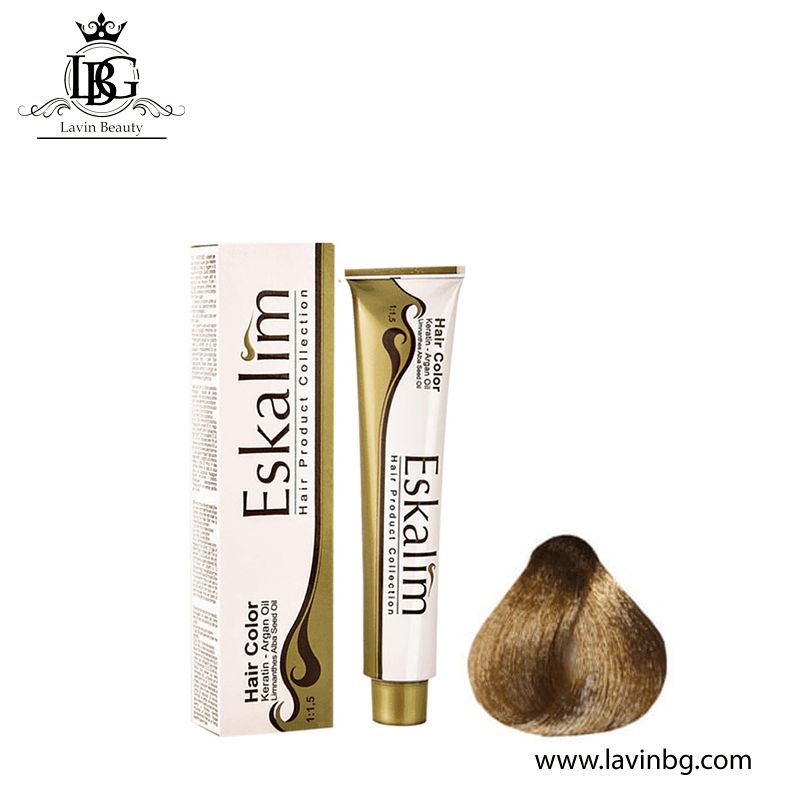 رنگ مو اسکالیم سری طبیعی قوی شماره 8/0 رنگ بلوند روشن با پوشش بالا حجم 100 میل – ESKALIM