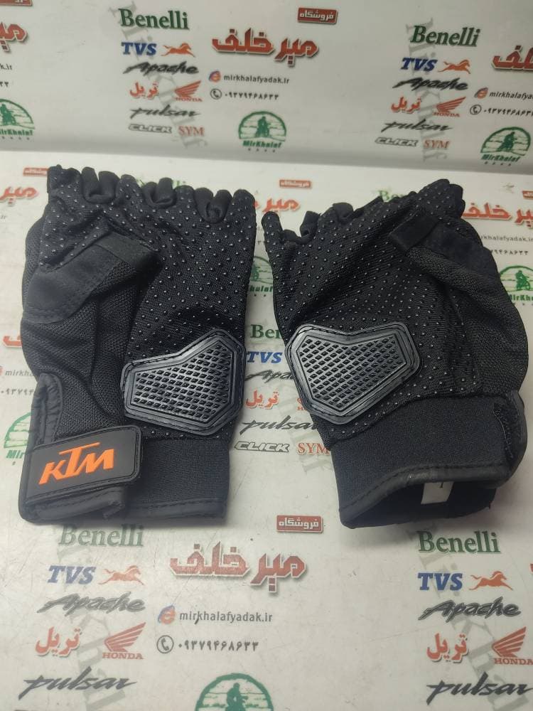 دستکش نیمه انگشتی حرفه ای پروتکشن دار (ضربه گیر) اسپرت مدل ktm کی تی ام — تصویر ۲