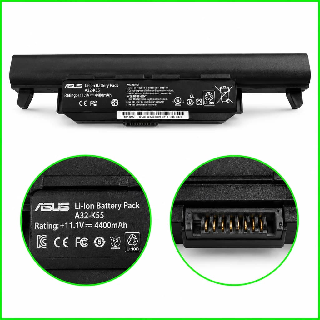 باتری ۶ سلولی لپ‌تاپ ایسوس Asus A32-K55 (مناسب سری‌های K45، X55، A55)