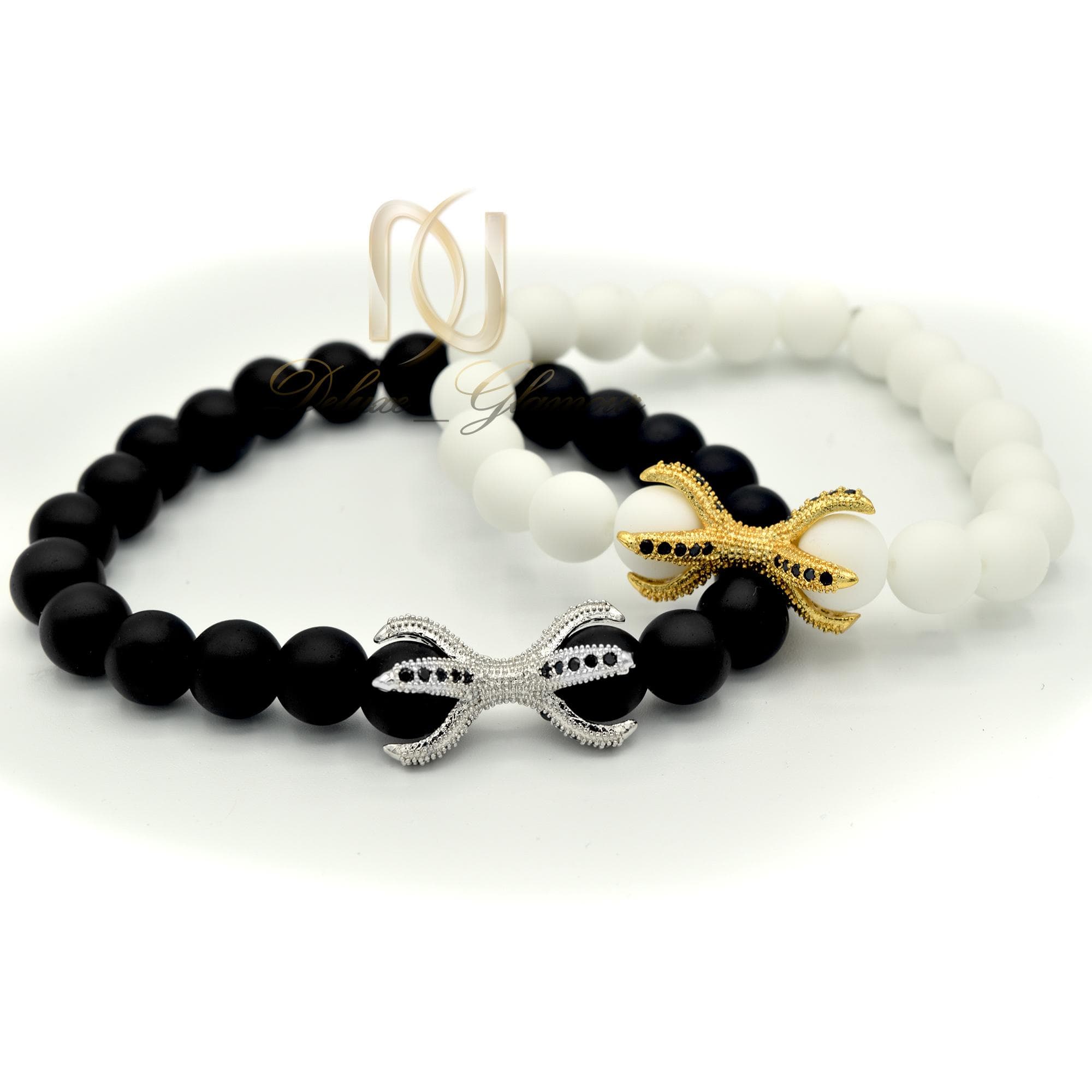 دستبند ست اونیکس با مهره چنگال عقاب ds-n349 — تصویر ۳
