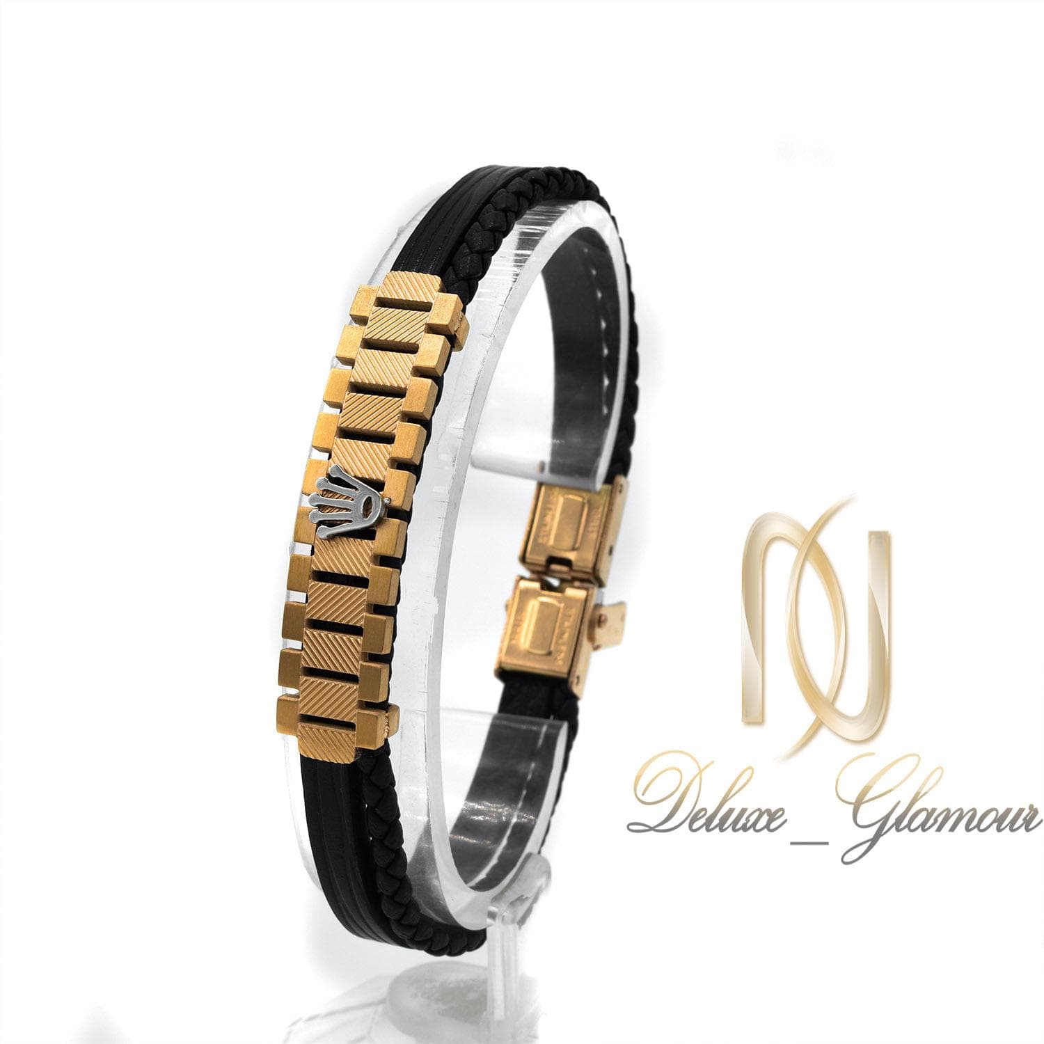 دستبند مردانه چرم اصل طرح رولکس ds-n432 — تصویر ۳