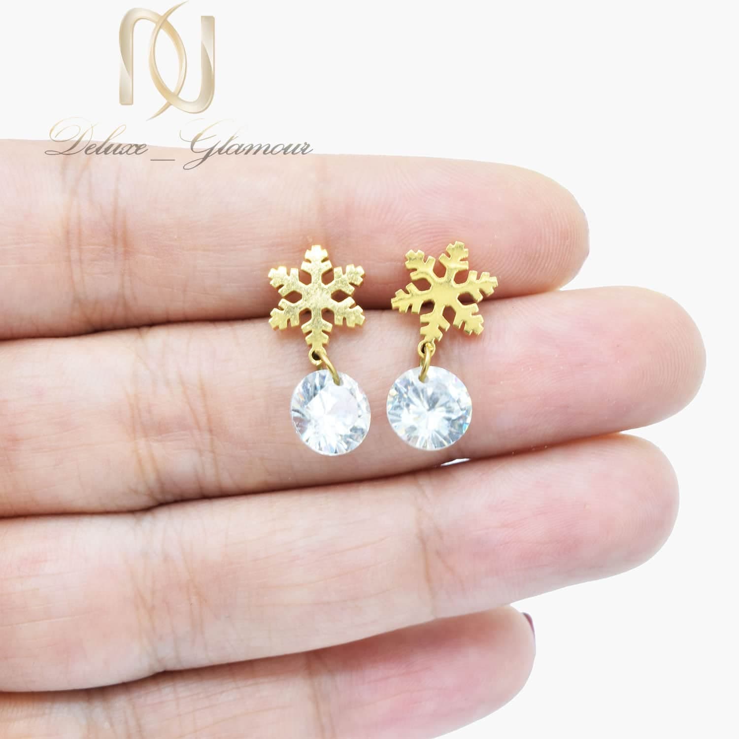 گوشواره دونه برف استیل نگین دار ER-N230 — تصویر ۲