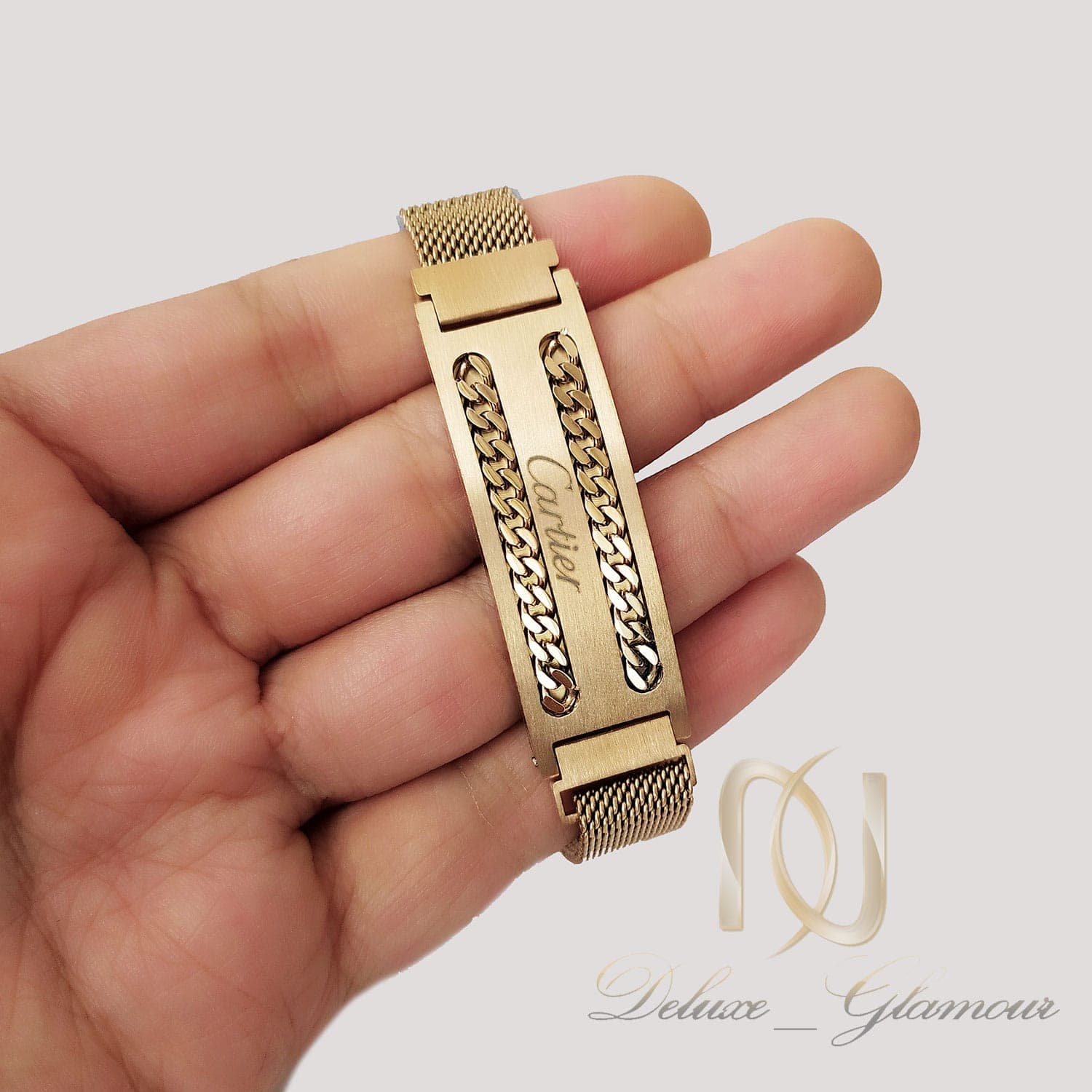 دستبند کارتیه مردانه حصیری استیل ds-n663 — تصویر ۲