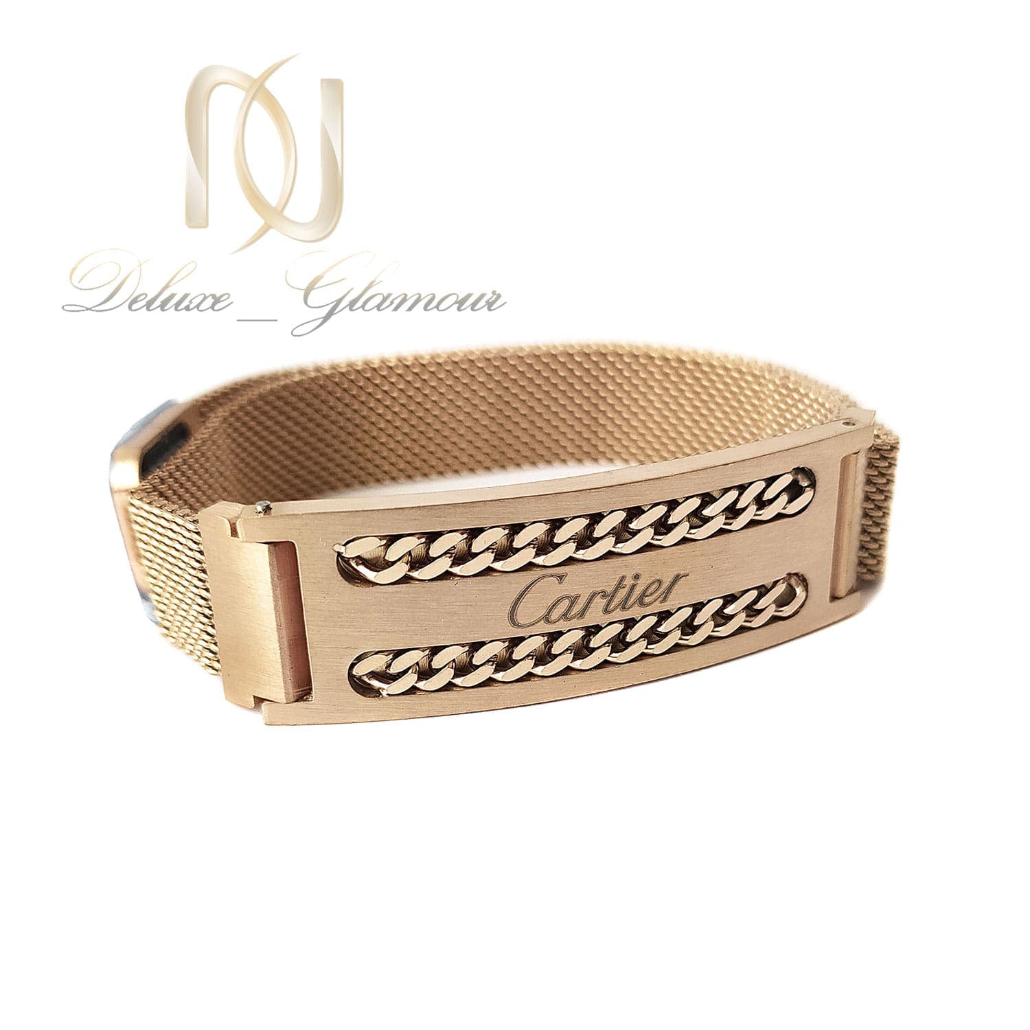 دستبند کارتیه مردانه حصیری استیل ds-n663