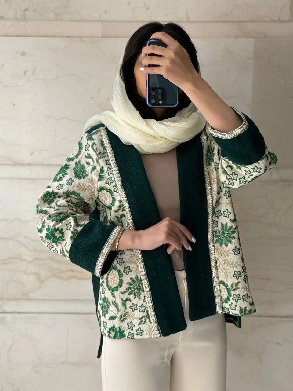 مانتو حصیری گل دوزی مدیمو
