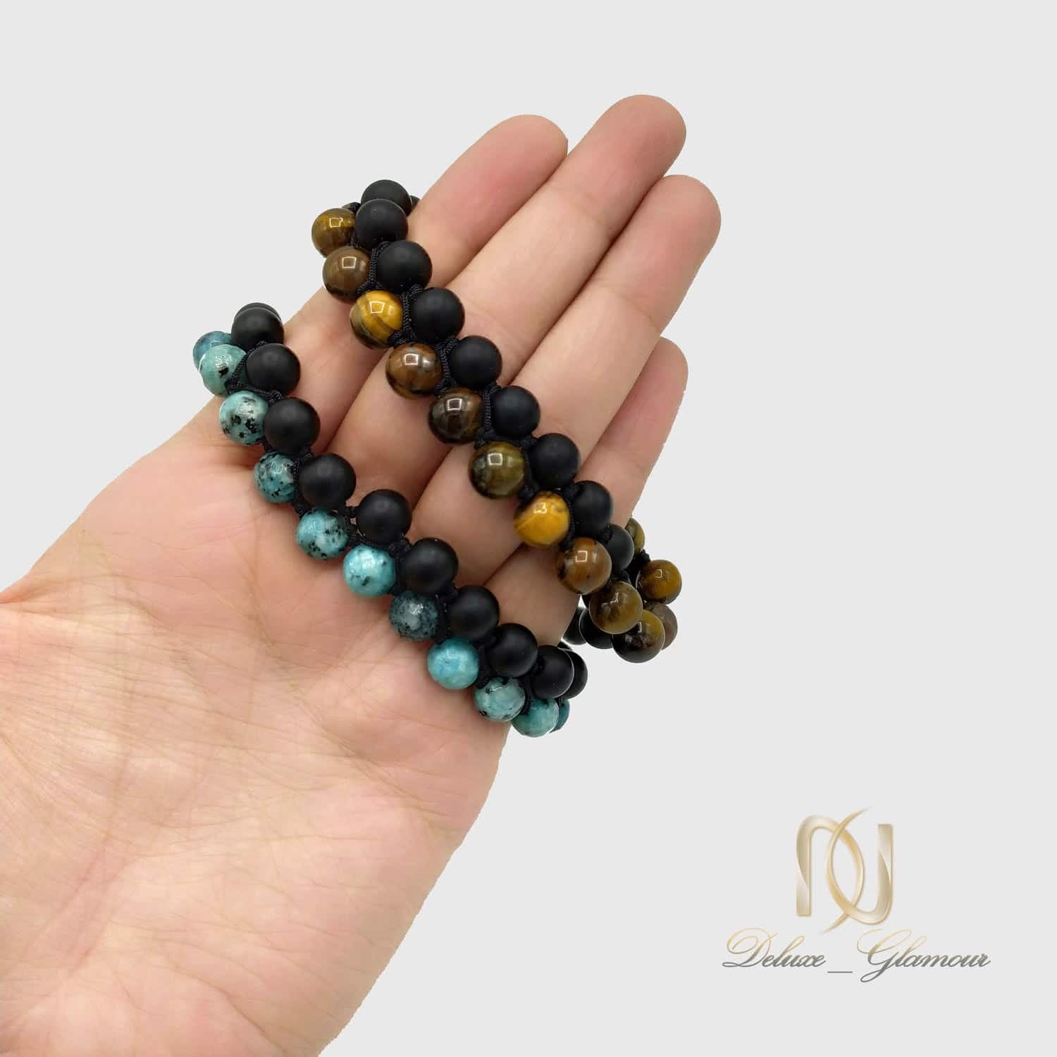 دستبند ست دونفره سنگی دو ردیفه za-n441 — تصویر ۲