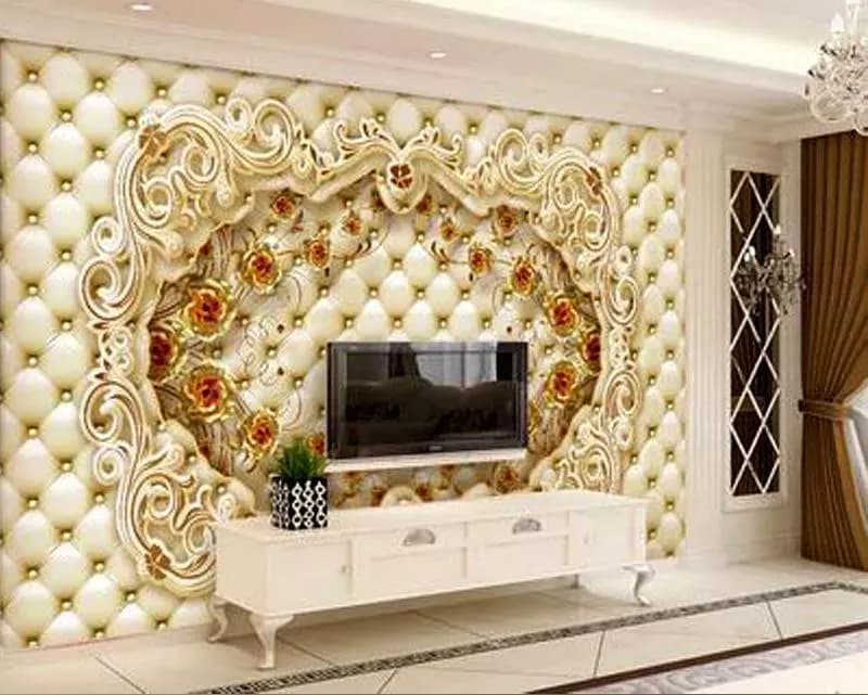 پوستر دیواری قاب طلایی و گل سرخ