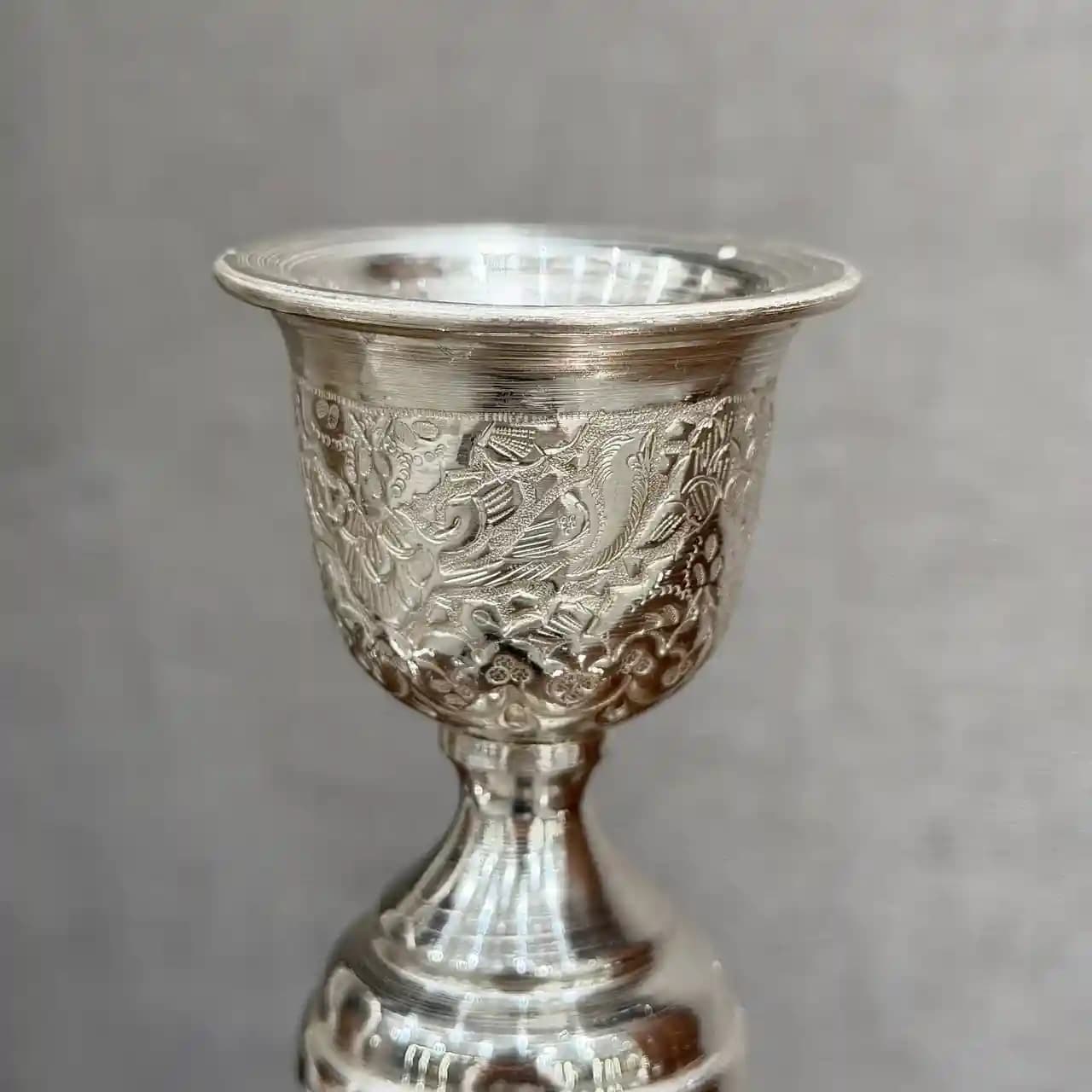 یک جفت شمعدان نقره قلم گل و مرغ — تصویر ۵