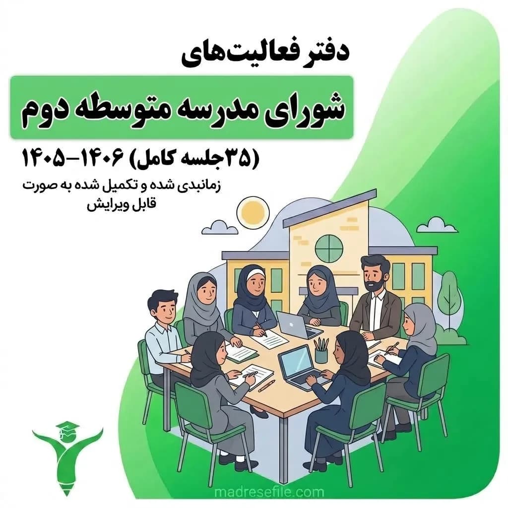 دفتر ثبت فعالیت‌های شورای مدرسه دوره دوم متوسطه (۳۵ جلسه کامل) ۱۴۰۵-۱۴۰۶