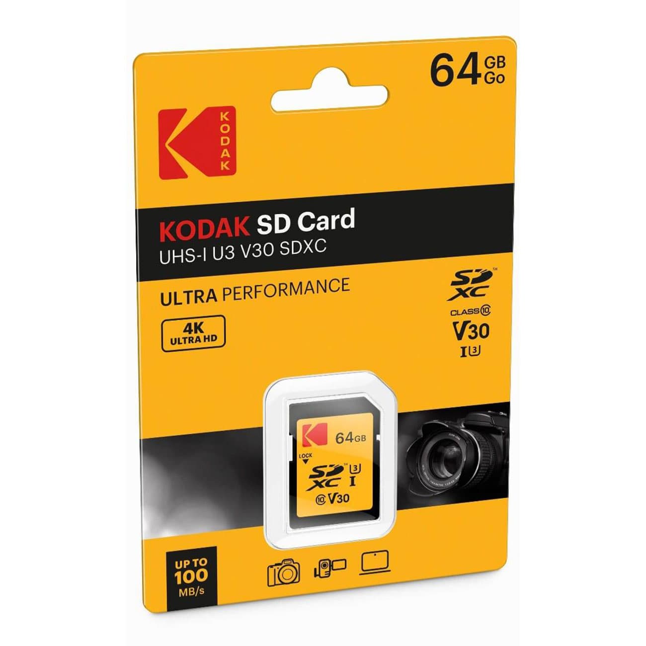 کارت حافظه کداک Kodak SDXC 64GB V30 UHS-I U3 4K 100mbps — تصویر ۲