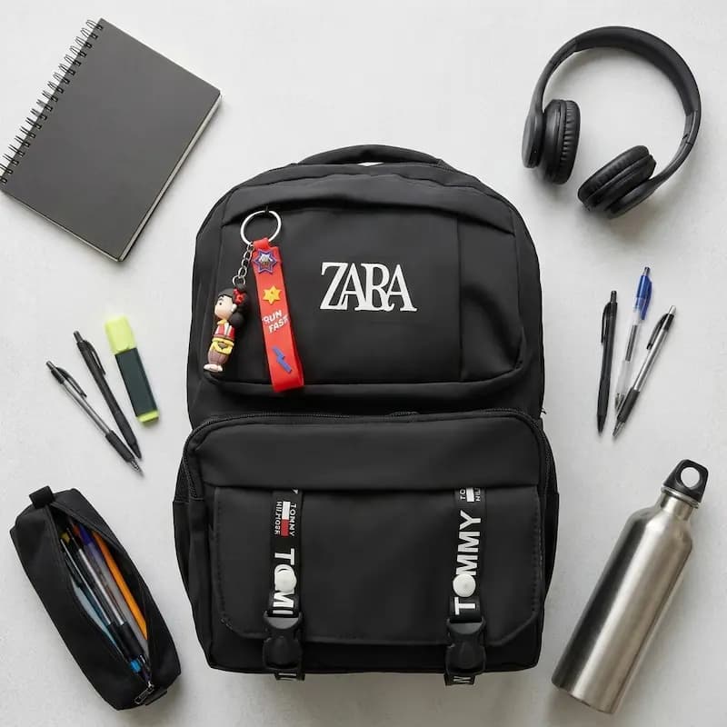 کوله پشتی فانتزی مشکی اسپرت ZARA کد 10264 — تصویر ۳