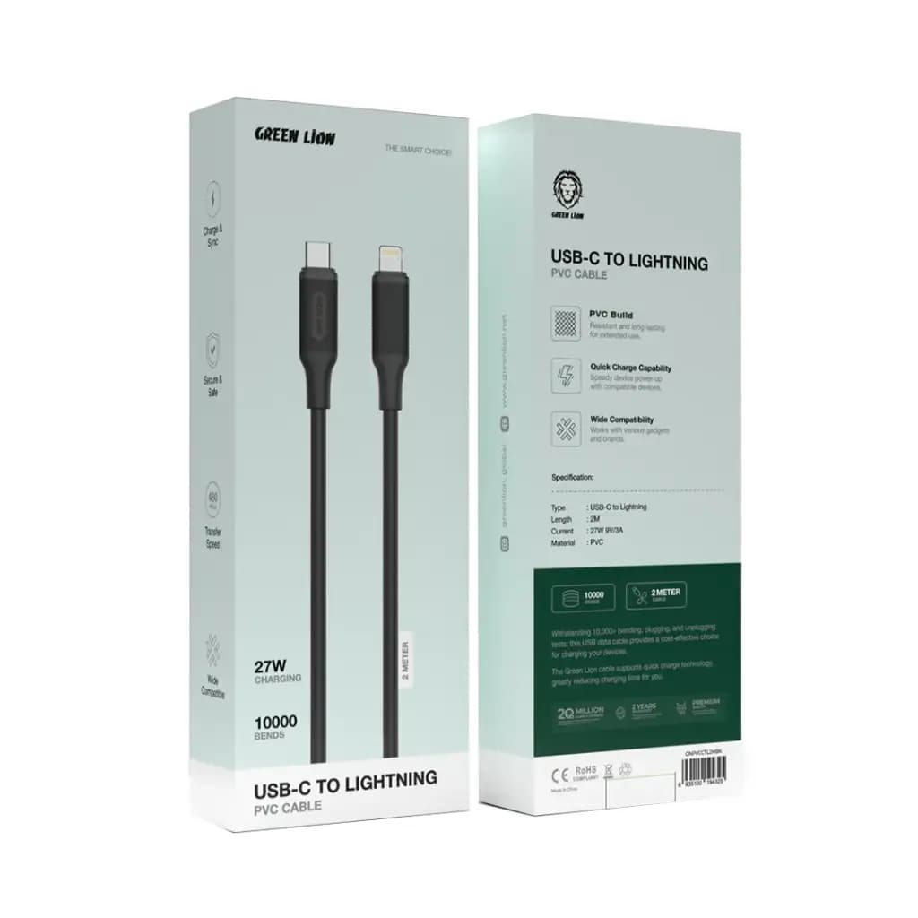 کابل تبدیل USB-C به لایتنینگ گرین لاین مدل GNPVCCTL2M طول 2 متر توان 27 وات — تصویر ۲