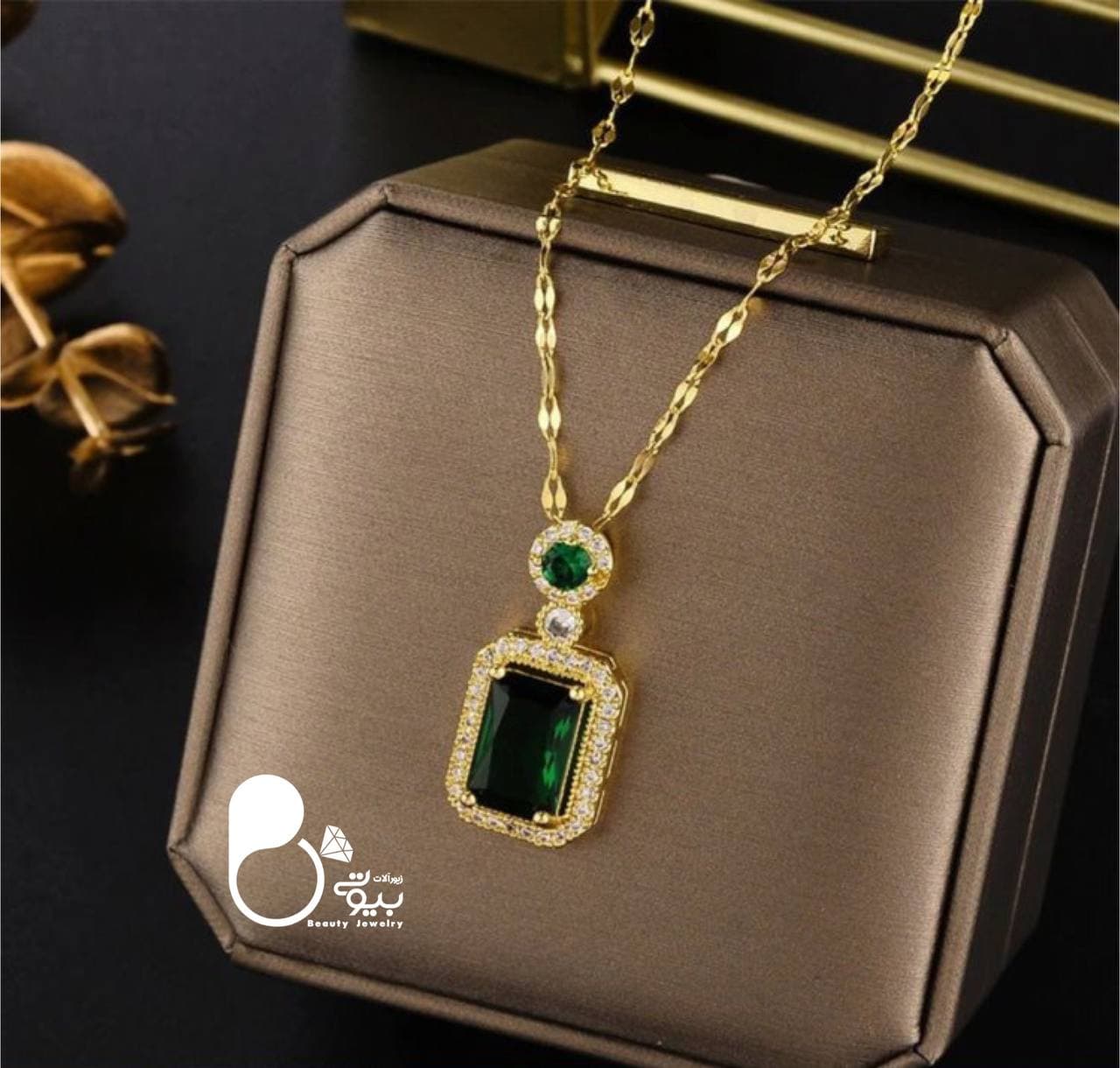 گردنبند زنانه استیل زمردی