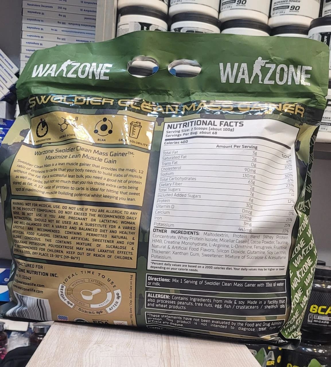 مس گینر وارزون Swoldier Clean Mass 6.8 کیلوگرم شکلات اصل | Warzone Swoldier Clean Mass Gainer 6.8kg — تصویر ۲
