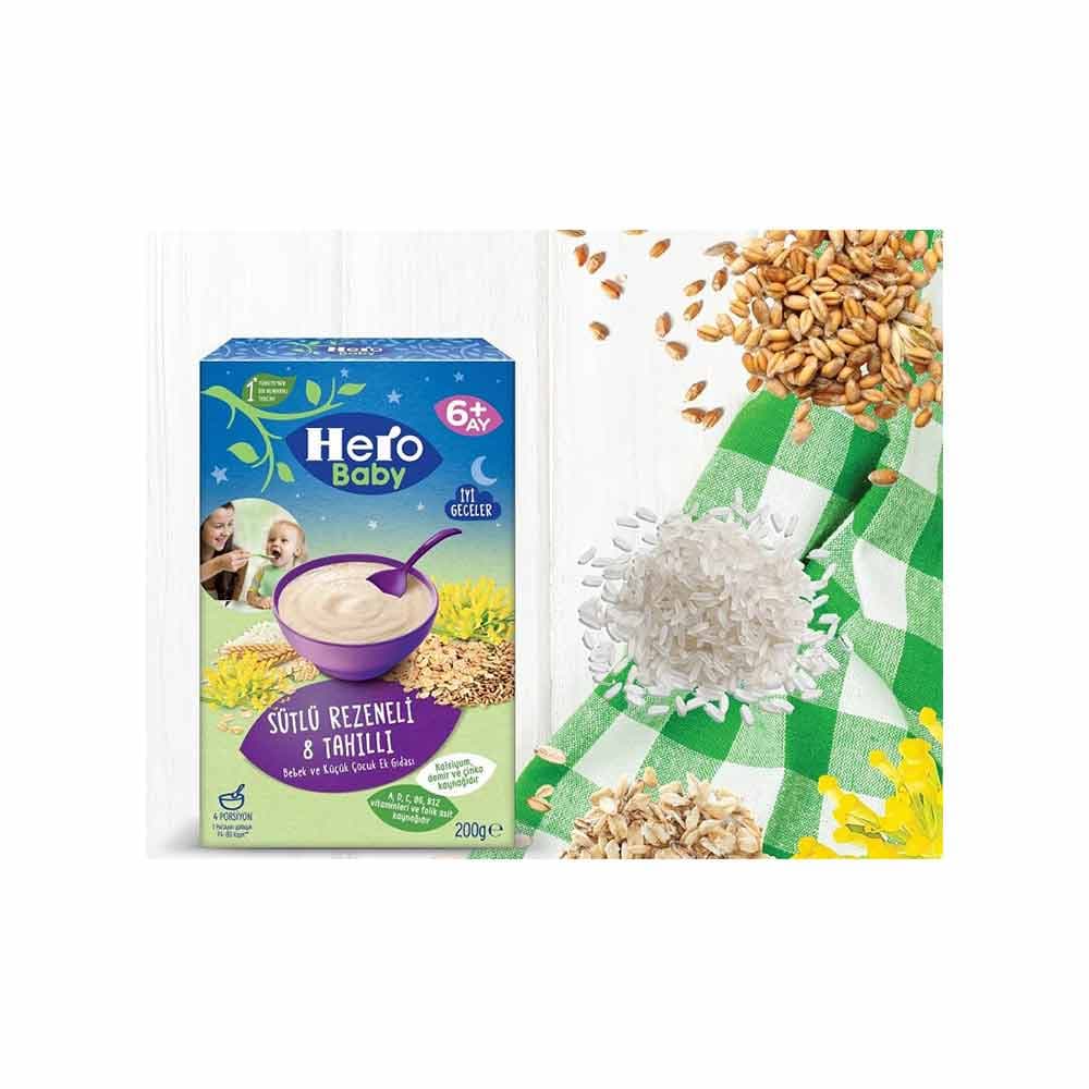 سرلاک مخصوص شب هروبیبی 8 غله و رازیانه با شیر 200 گرم Hero Baby — تصویر ۲