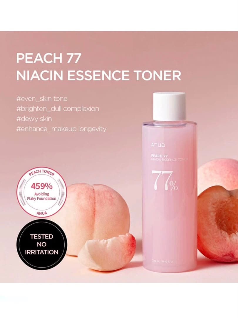 تونر اسنس هلو و نیاسینامید Peach 77 آنوا ۲۵۰ میلی‌لیتر — تصویر ۲