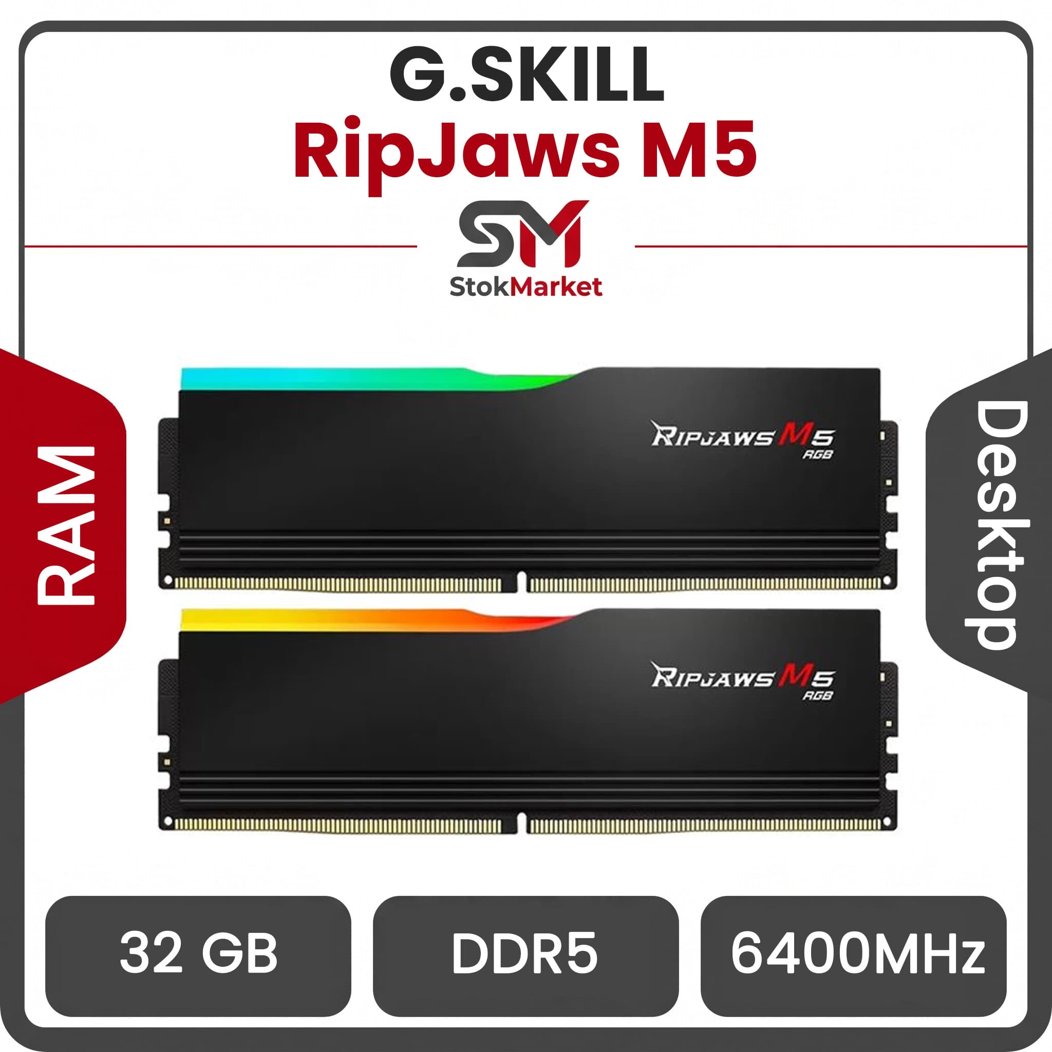 رم کامپیوتر جی اسکیل RipJaws M5 RGB 6400Mhz ظرفیت 32 گیگابایت