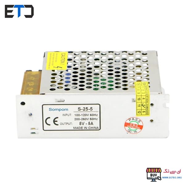 تغذیه سوئیچینگ فلزی 5 ولت 5 آمپر 5v-5A — تصویر ۲