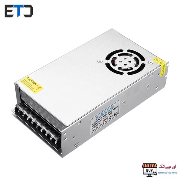 منبع تغذیه سوییچینگ 5 ولت 40 آمپر فن دار