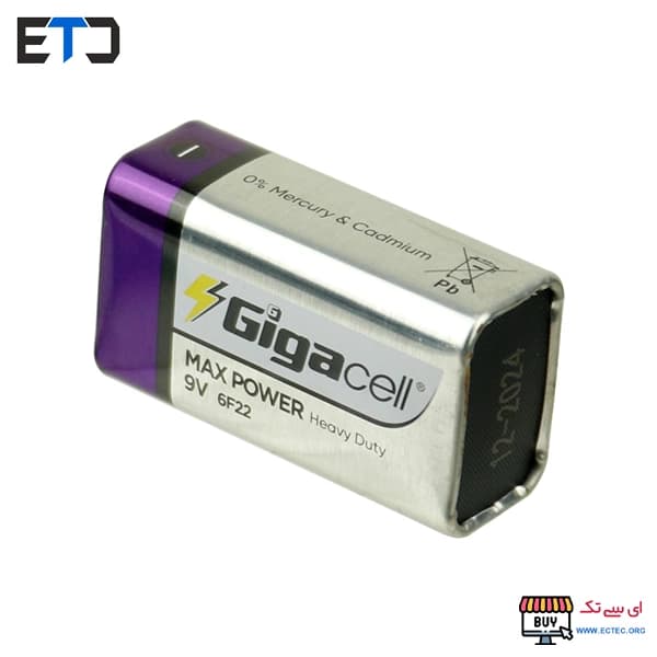 باتری کتابی 9 ولت گیگاسل Gigacell مدل Max Power 6F22 — تصویر ۳