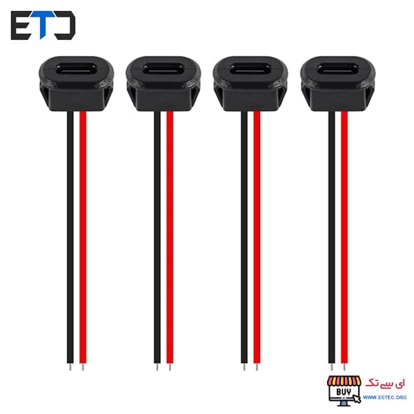 کانکتور مادگی TYPE-C مستطیل پنلی 2 سیم فشاری ضد آب
