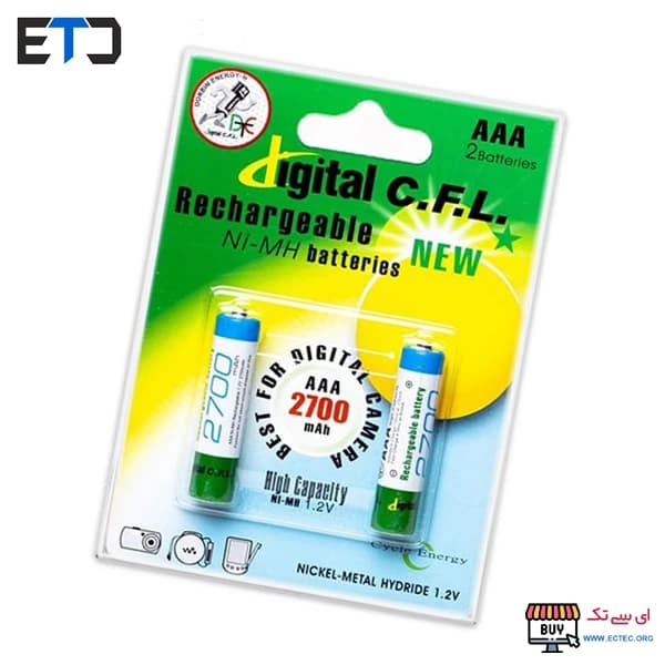 باتری شارژی نیمه قلمی 2700 میلی آمپر digital C.F.L دو عددی — تصویر ۲
