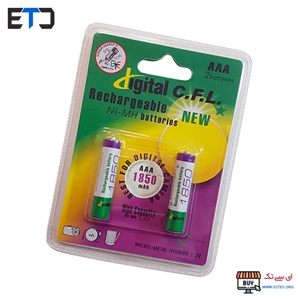 باتری نیم قلمی AAA قابل شارژ CFL مدل 1850mah — تصویر ۲