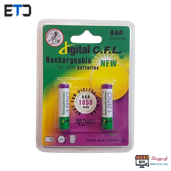باتری نیم قلمی AAA قابل شارژ CFL مدل 1850mah