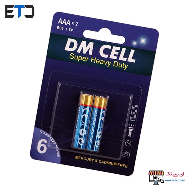 باتری نیم قلمی DM CELL | کارت 2 عددی | AAA — تصویر ۲