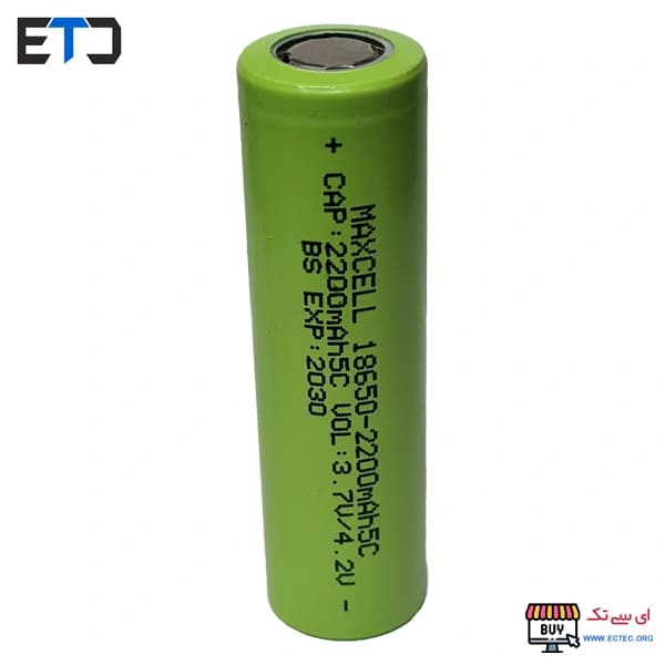 باتری لیتیوم یون 3.7v سایز 18650 2200mAh مکسل maxcell