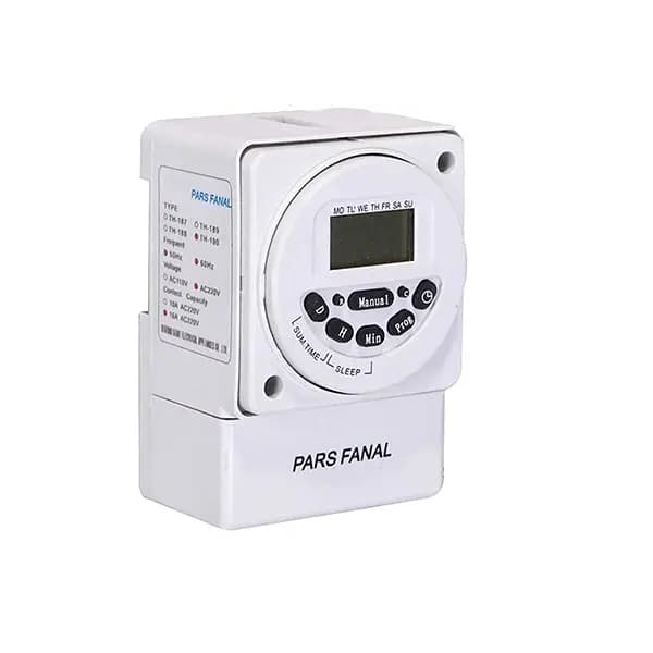 تایمر ذخیره دار دیجیتالی هفتگی مدل PFTD-190 برند پارس فانال