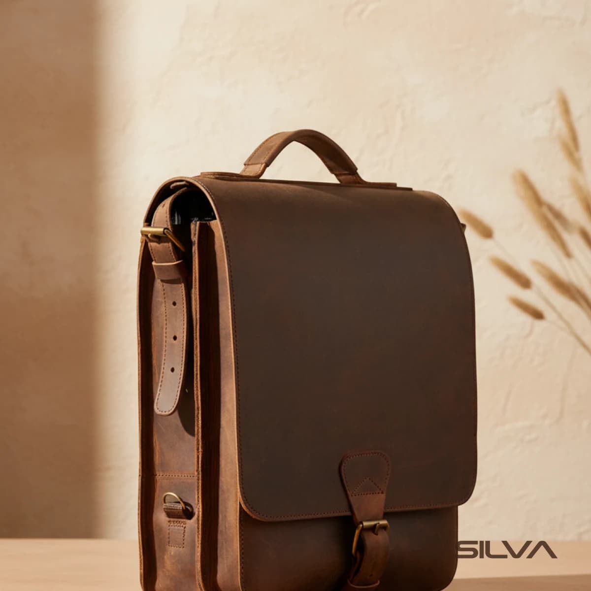 کوله پشتی چرم طبیعی مدل Back Pack 34 | سیلوا چرم — تصویر ۹