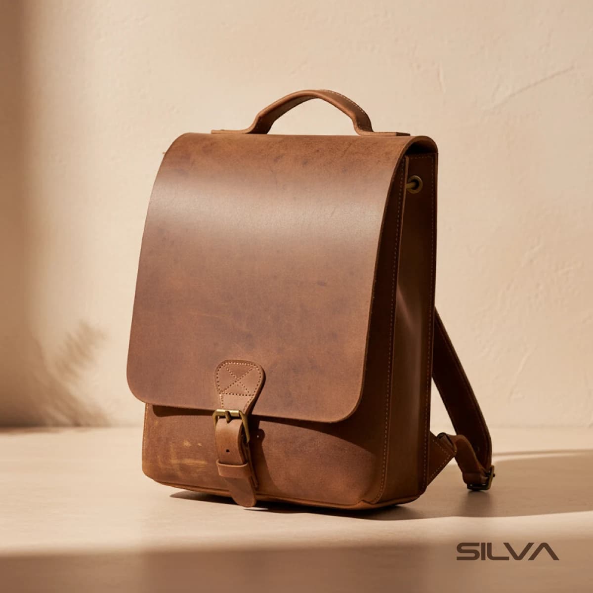 کوله پشتی چرم طبیعی مدل Back Pack 34 | سیلوا چرم