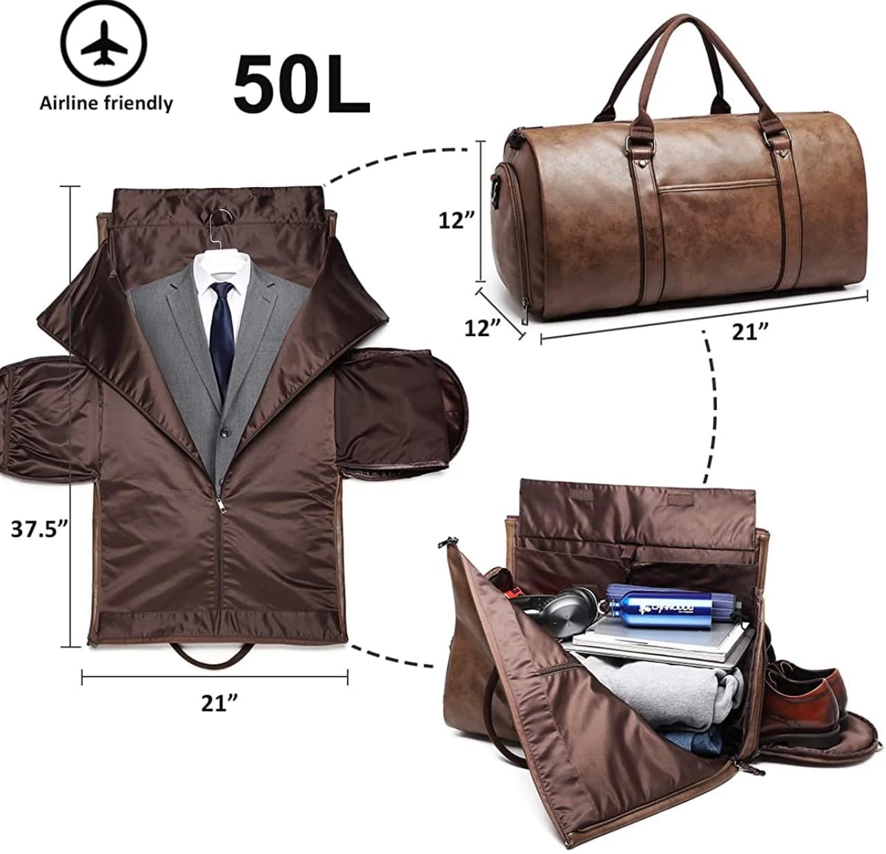 ساک مسافرتی چرم طبیعی مدل Travel Bag 32 | سیلوا چرم — تصویر ۲
