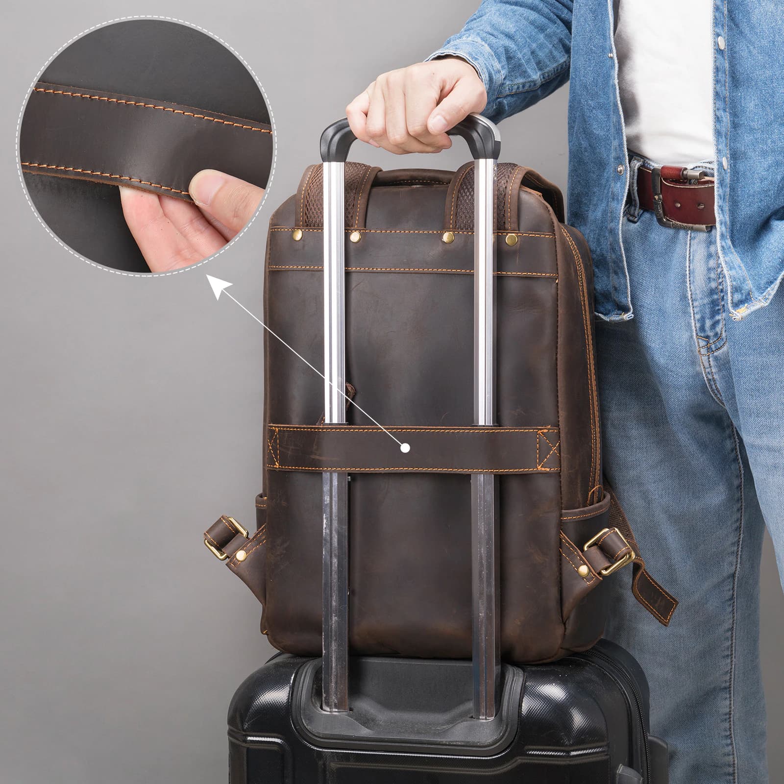 کوله پشتی چرم طبیعی مدل Back Pack 27 | سیلوا چرم — تصویر ۴