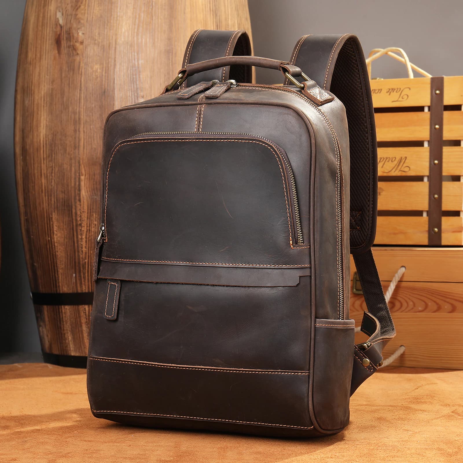 کوله پشتی چرم طبیعی مدل Back Pack 27 | سیلوا چرم — تصویر ۲