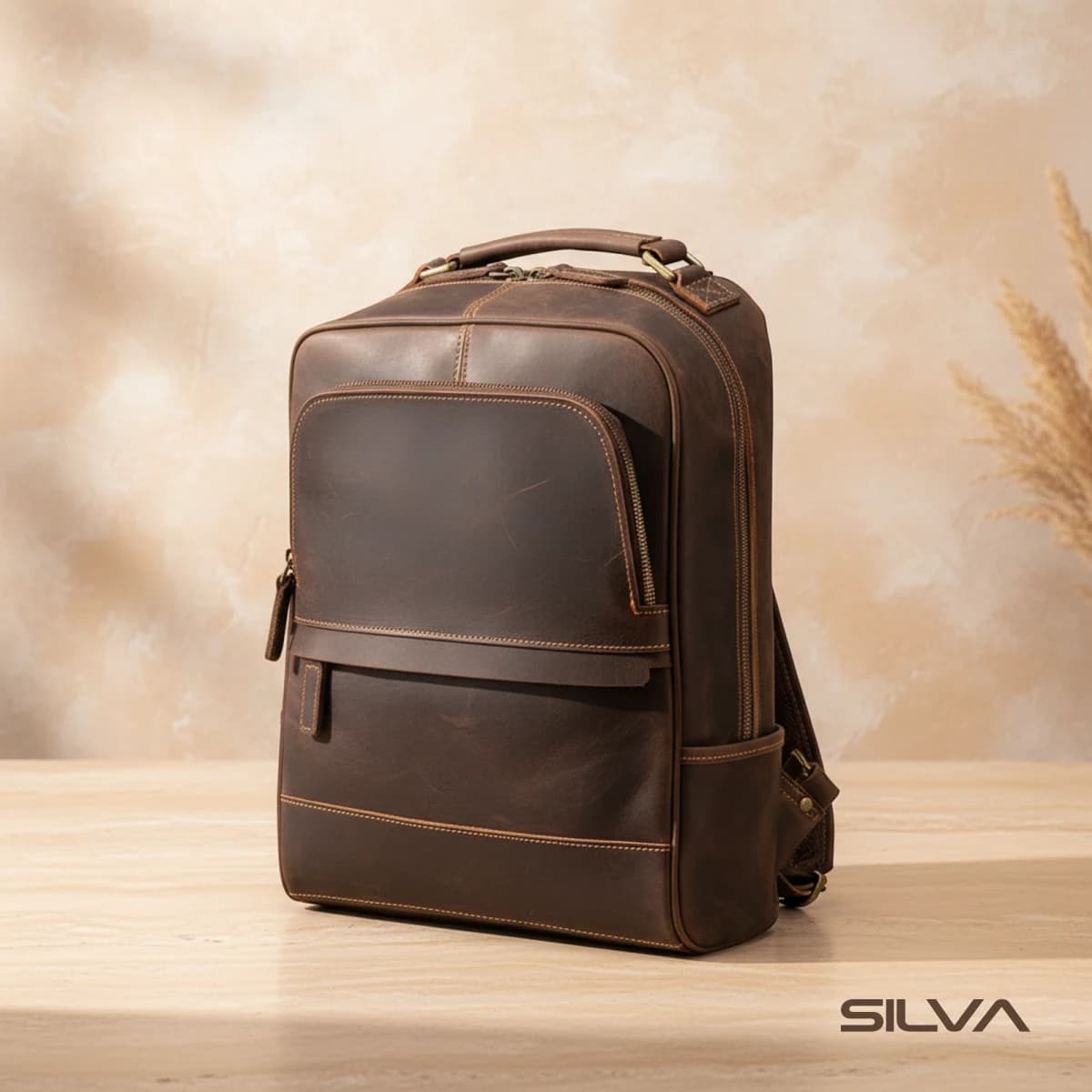 کوله پشتی چرم طبیعی مدل Back Pack 27 | سیلوا چرم